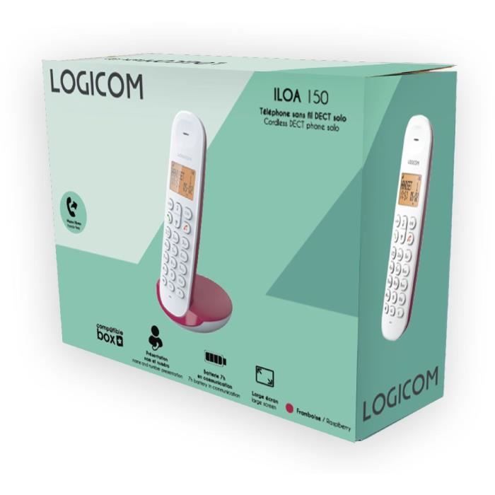 Draadloze vaste telefoon - LOGICOM - DECT ILOA 150 SOLO - Raspberry - Geen antwoordapparaat