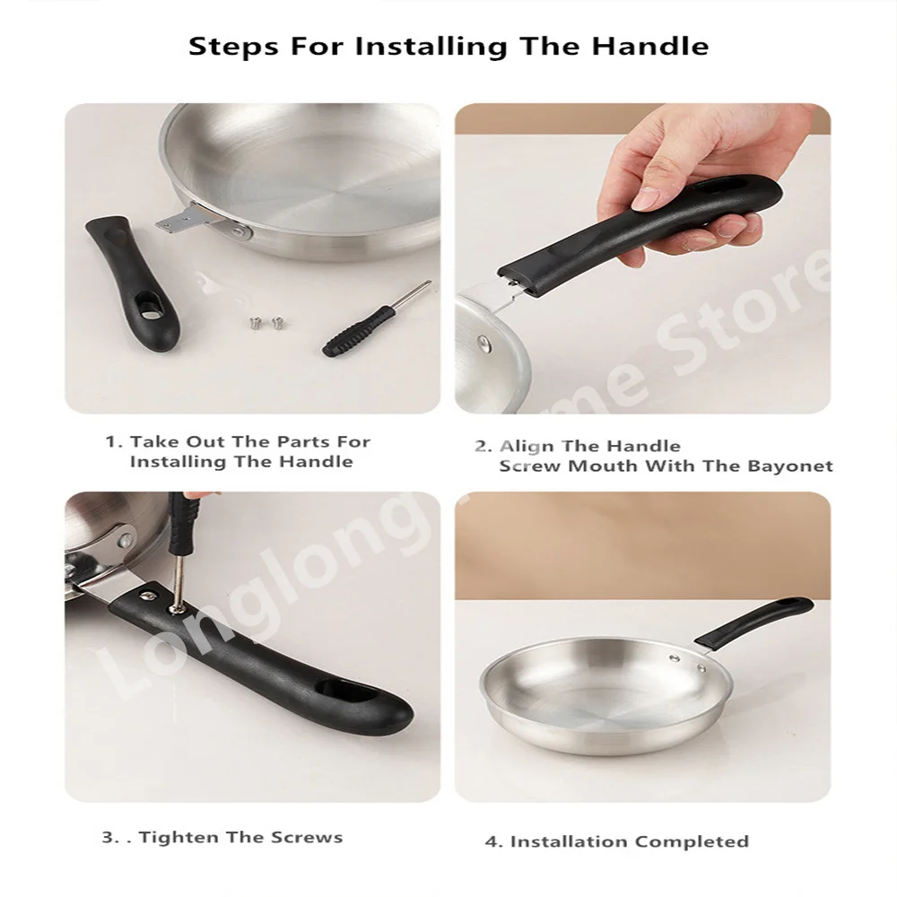 Poêle à frire en acier inoxydable, wok non revêtu, casserole épaisse pour la cuisine, compatible avec les plaques à gaz et à induction, ustensiles de cuisine universels antiadhésifs.