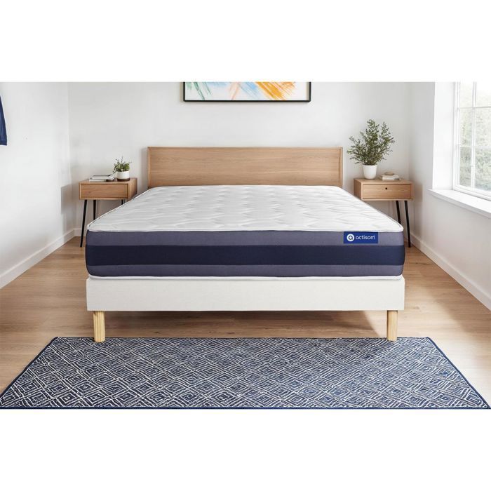 Mattress and Bed Base Set 180x200 cm - White Bed Base (assembly required) - Actimemo Morpho
