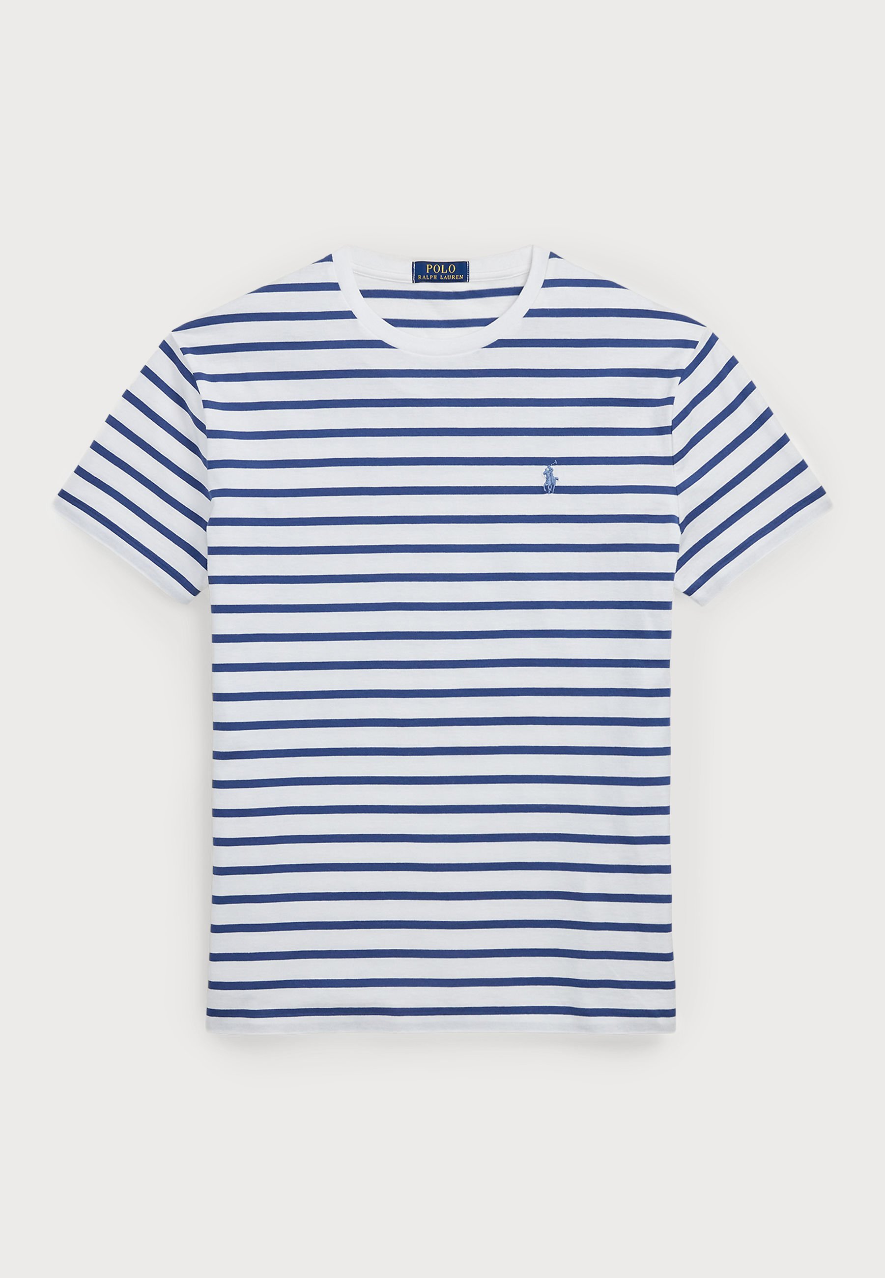 Polo Ralph Lauren T-shirt rayé coupe slim personnalisé en jersey - T-shirt imprimé - blanc/bleu roi