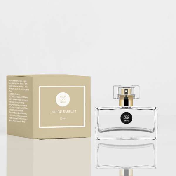 Flacon rectangulaire en verre transparent FEA 15 de 50 ml