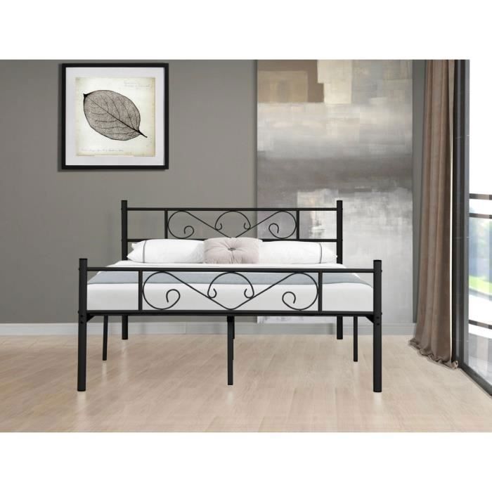 Cama modelo HOLA con estructura metálica, 160 x 200 cm - Negra