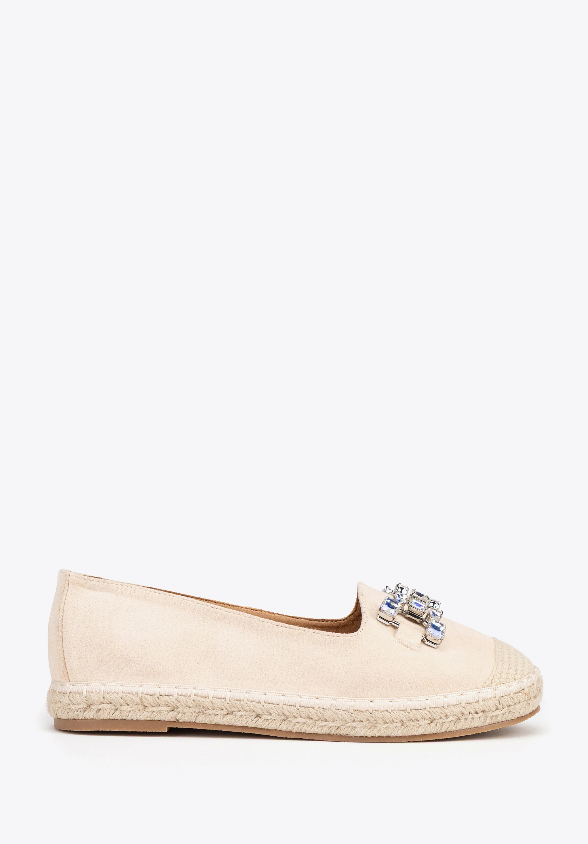 Damskie espadryle z biżuteryjną ozdobą jasny beż