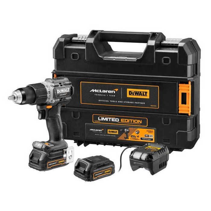 Furadeira de impacto DEWALT 18V XR McLaren Edition - com 2 baterias de 18V 1,7Ah - carregador - estojo - DCD85ME2GT-QW