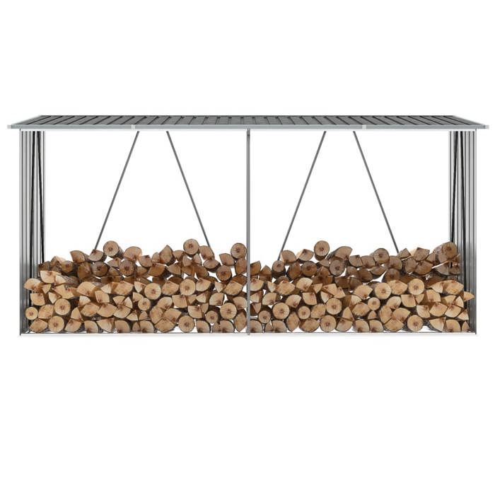 Caseta de almacenamiento de madera de limón - VIDAXL - Caseta de troncos - Acero galvanizado 330x84x152 cm Gris CCL86736182