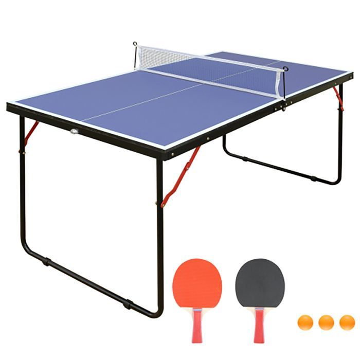 Tavolo da ping pong pieghevole da 137,2 cm / 4,5 piedi, tavolo da ping pong portatile con rete, 2 racchette da ping pong e 3 palline