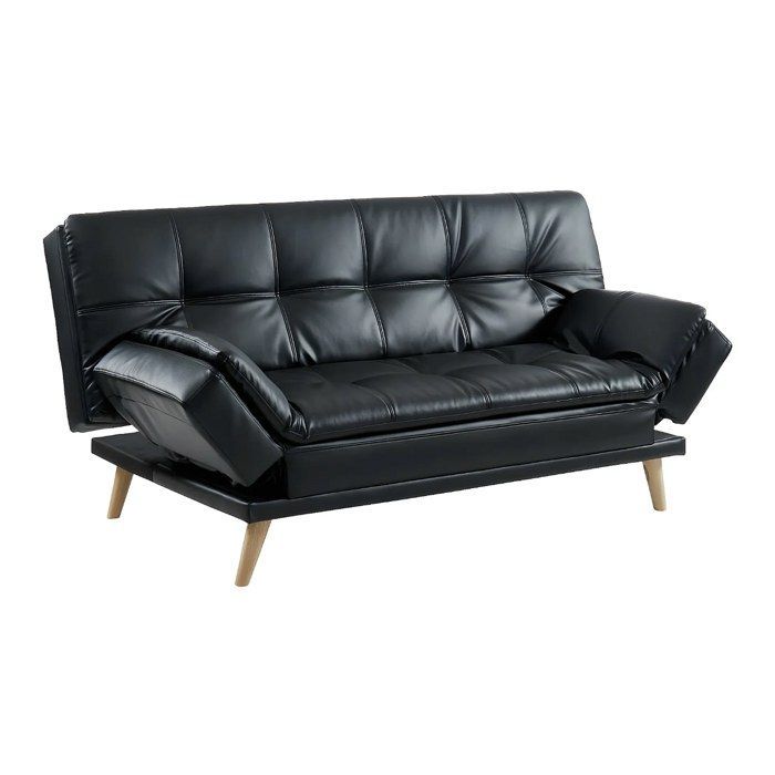 Divano letto a 3 posti ZARINA con meccanismo click-clack in similpelle - Nero