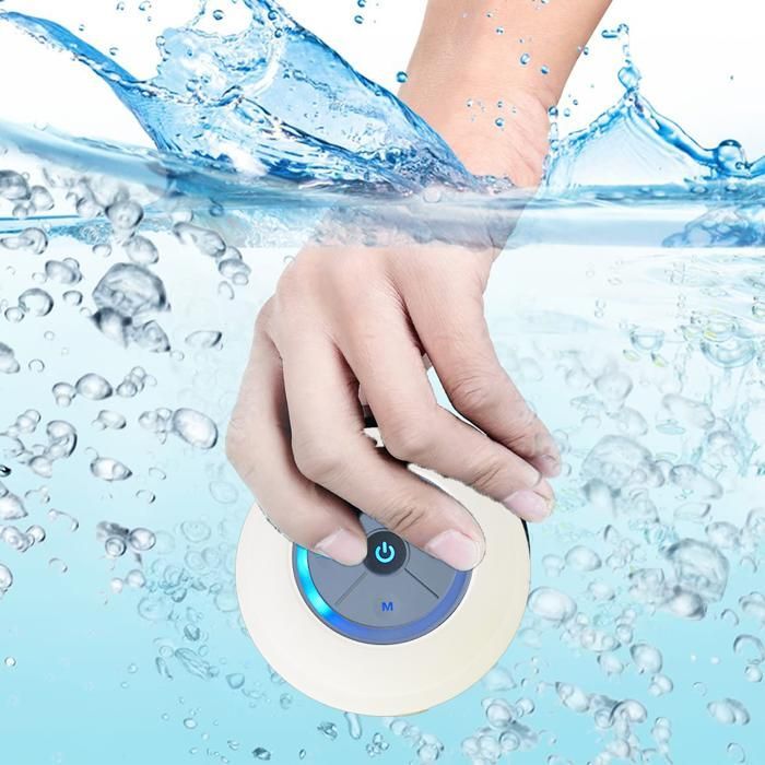Altavoz Bluetooth resistente al agua para la ducha con LED, radio FM, lector de tarjetas TF, ventosa y función de manos libres.