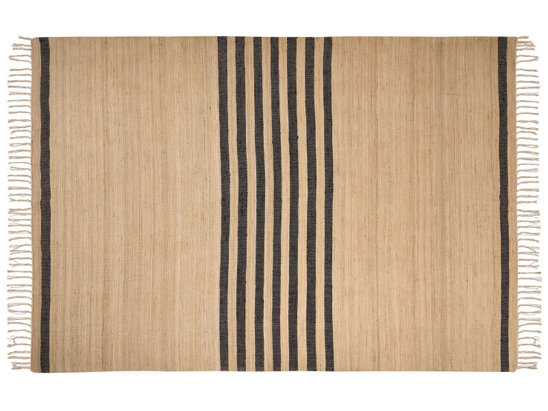 Dywan jutowy w paski 160 x 230 cm beżowy
