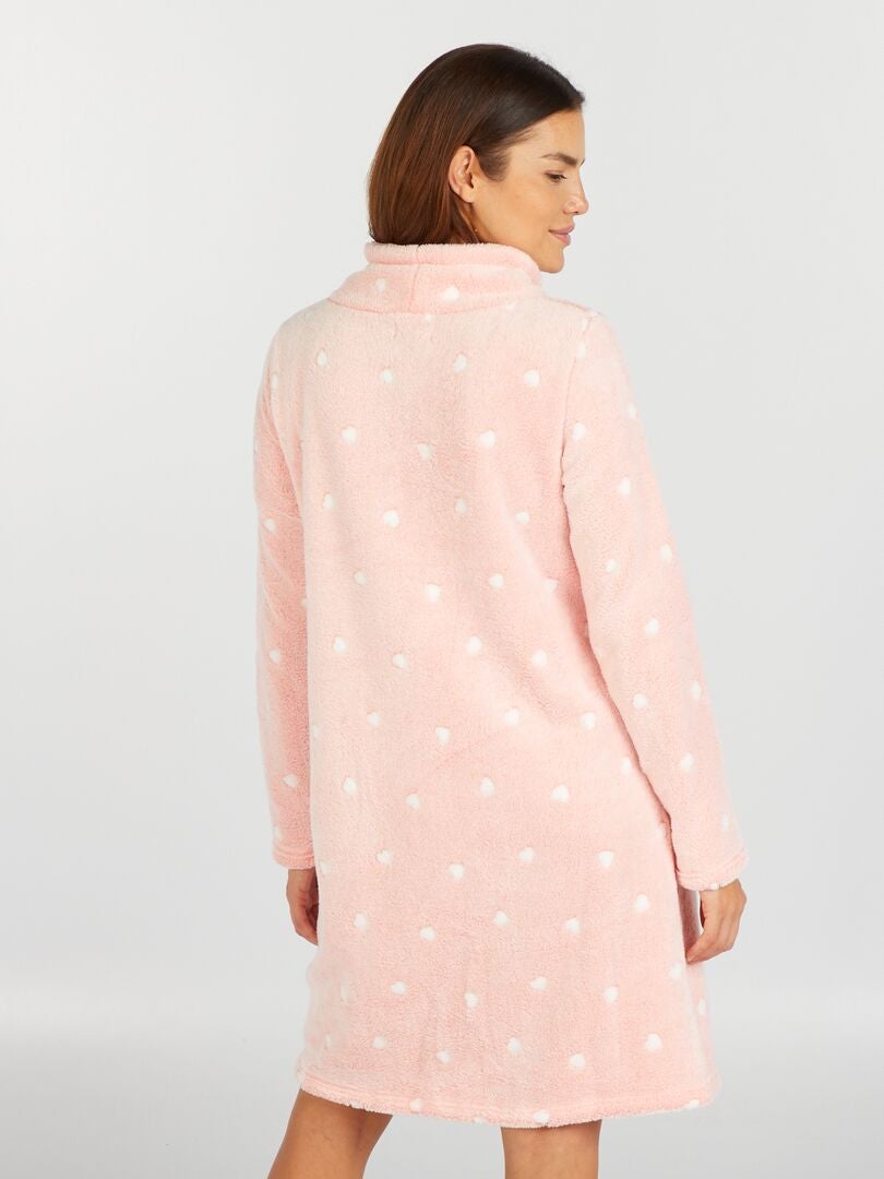 Fleece sweatshirt met hartjesmotief - ROZE