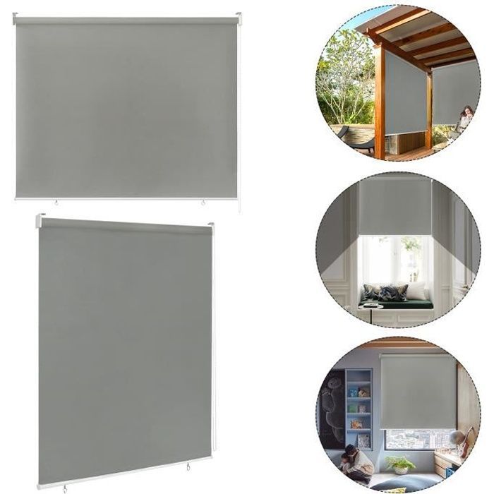 Persianas exteriores Aufun de 140x240cm, persianas enrollables verticales para balcón, pantalla de privacidad, persianas enrollables opacas reflectantes, color gris.