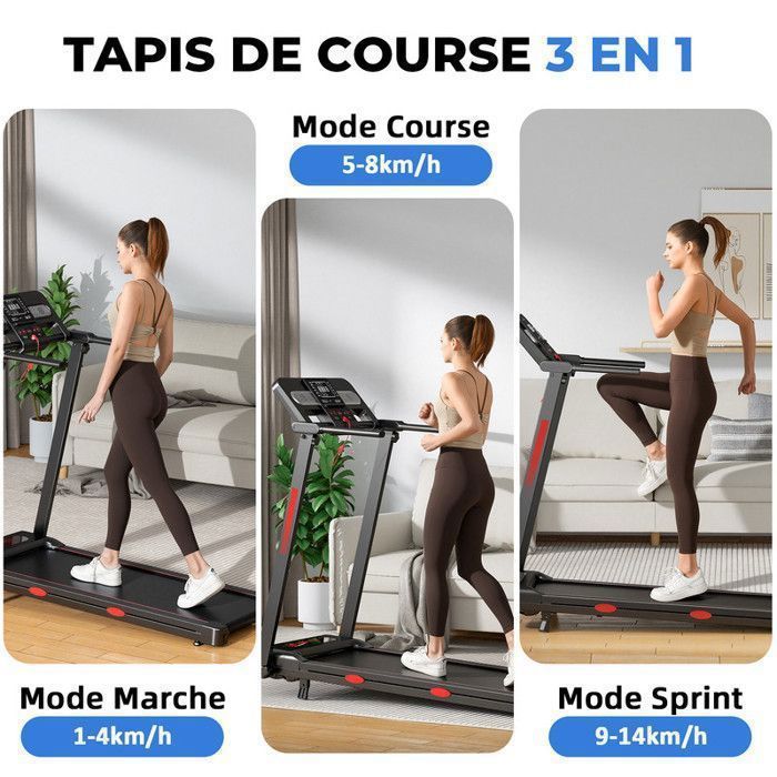 Klappbares Laufband - RAOO MIN - 3,0 PS - max. 14 km/h - Manuelle Steigung 12 % - Belastbarkeit 150 kg
