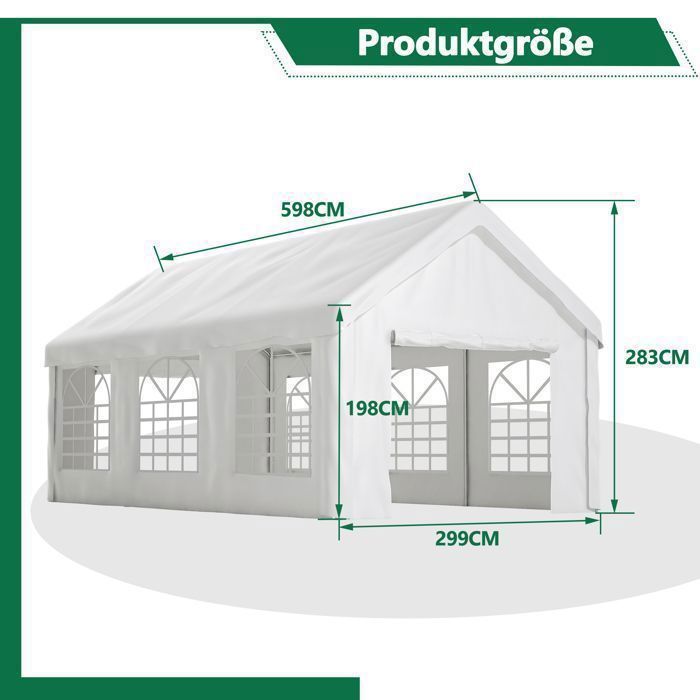 Tenda da garage - 3x6 m - Resistente all'inverno - Pareti rimovibili - Tetto rimovibile