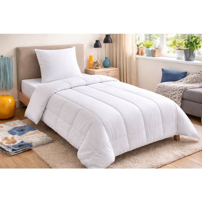 Conjunto de cama em microfibra - 1 edredom quente 140x200 cm + 1 travesseiro 60x60 cm branco