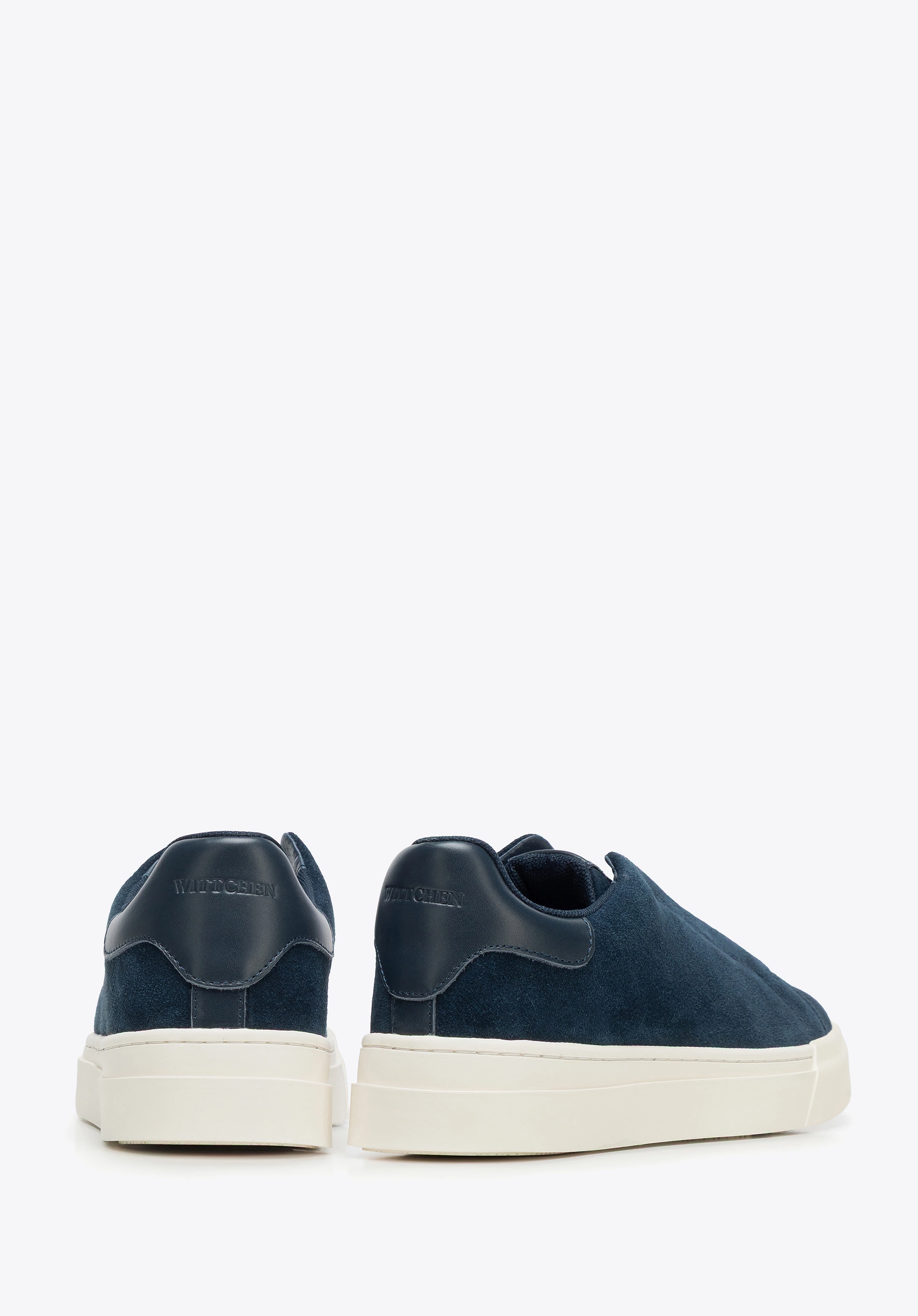 Męskie sneakersy ze skóry zamszowej wsuwane granatowe