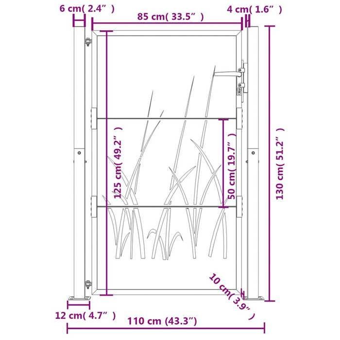 vidaXL Garden Gate, Patio Gate, Security Barrier, Outdoor Terrace Gate, Anthracite 105x130 cm Steel 153168