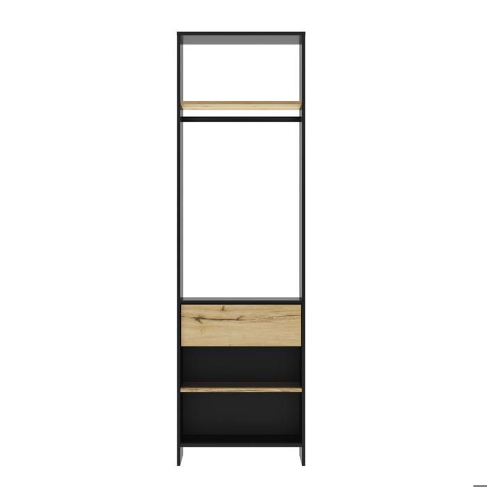Tocador de 1 cajón - Estilo industrial - Ancho 63 cm, Alto 213 cm, Profundidad 45 cm - Marrón - MIMIZAN - Hecho en Francia