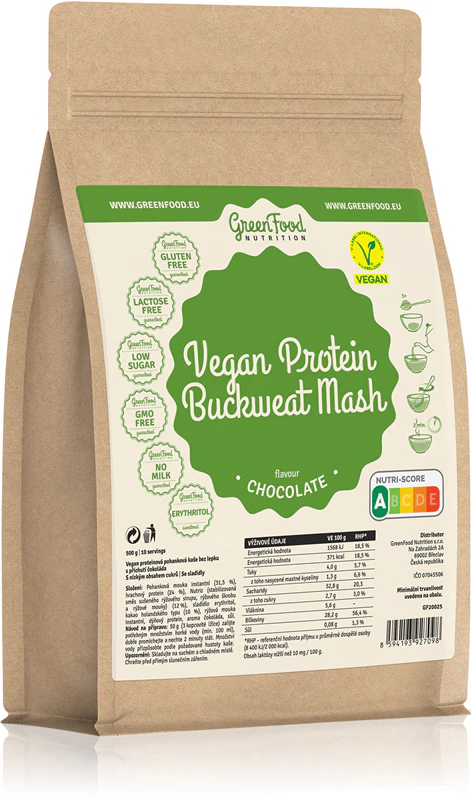 Purê de trigo sarraceno com proteína vegana GreenFood Nutrition