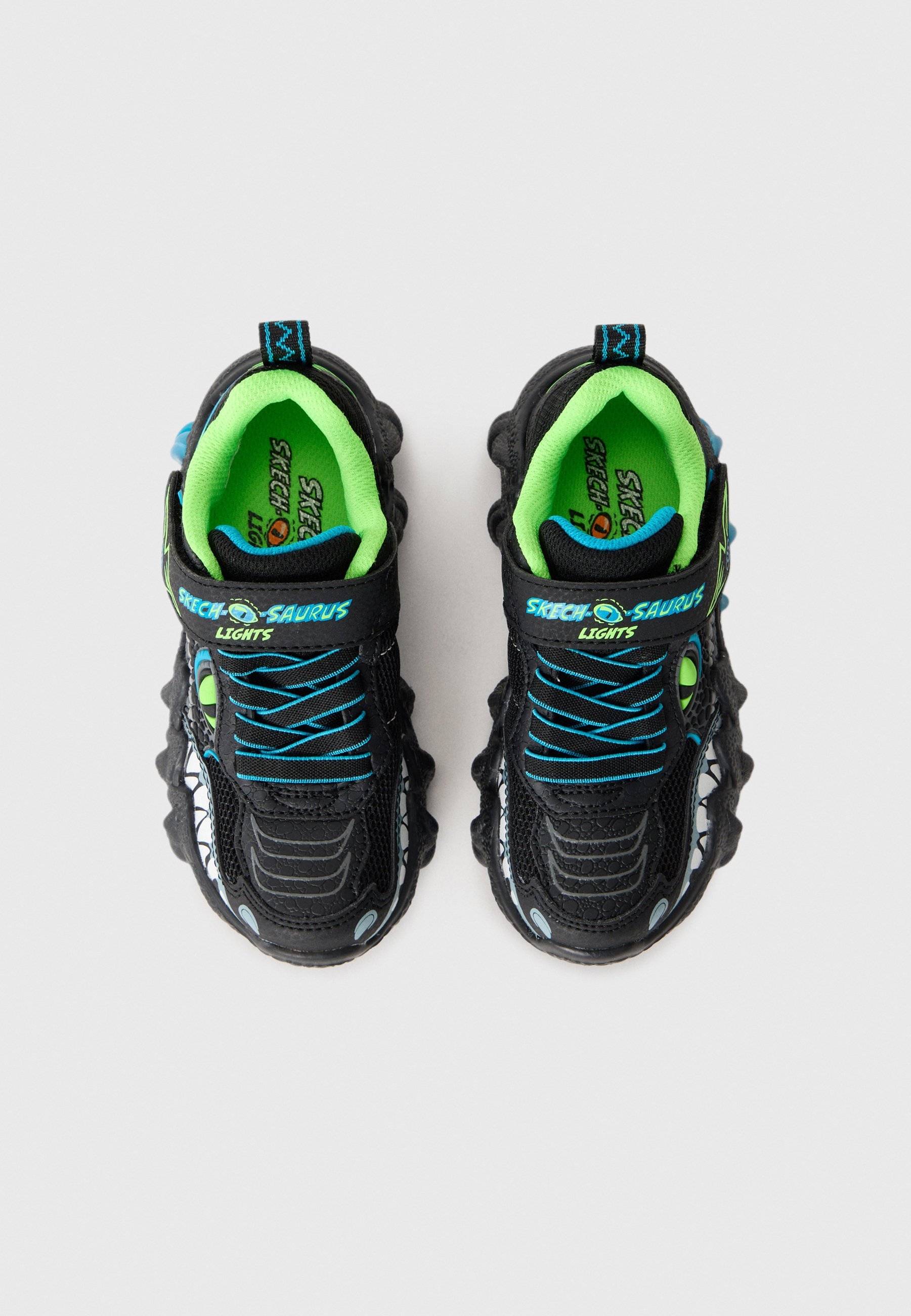 Skechers SAURUS LIGHTS - Sneakers - zwart/blauw/limoengroen