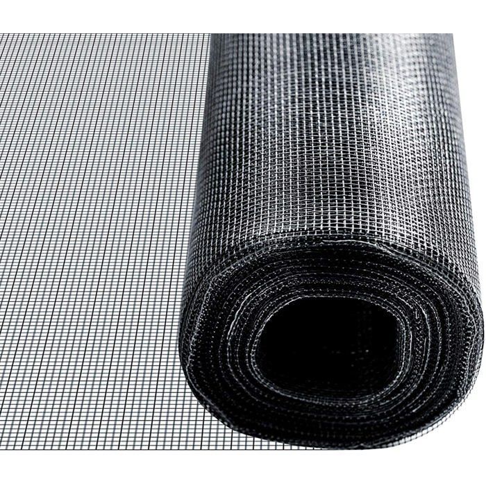 Zanzariera per finestre e porte, ultra resistente, nera. Larghezza: 1,2 m, Lunghezza: 15 metri