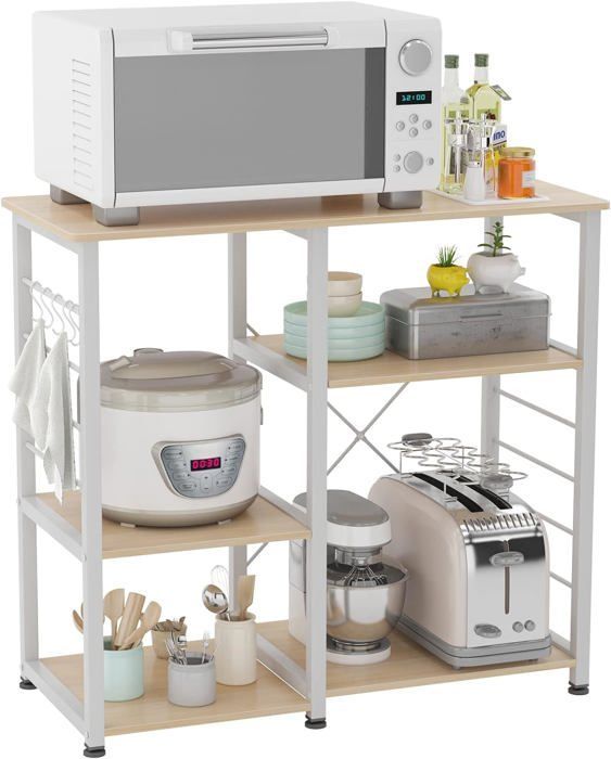 NEED Kitchen Storage Unit, Kitchen Trolley for Storage, 90 x 39 x 83 cm, White Maple