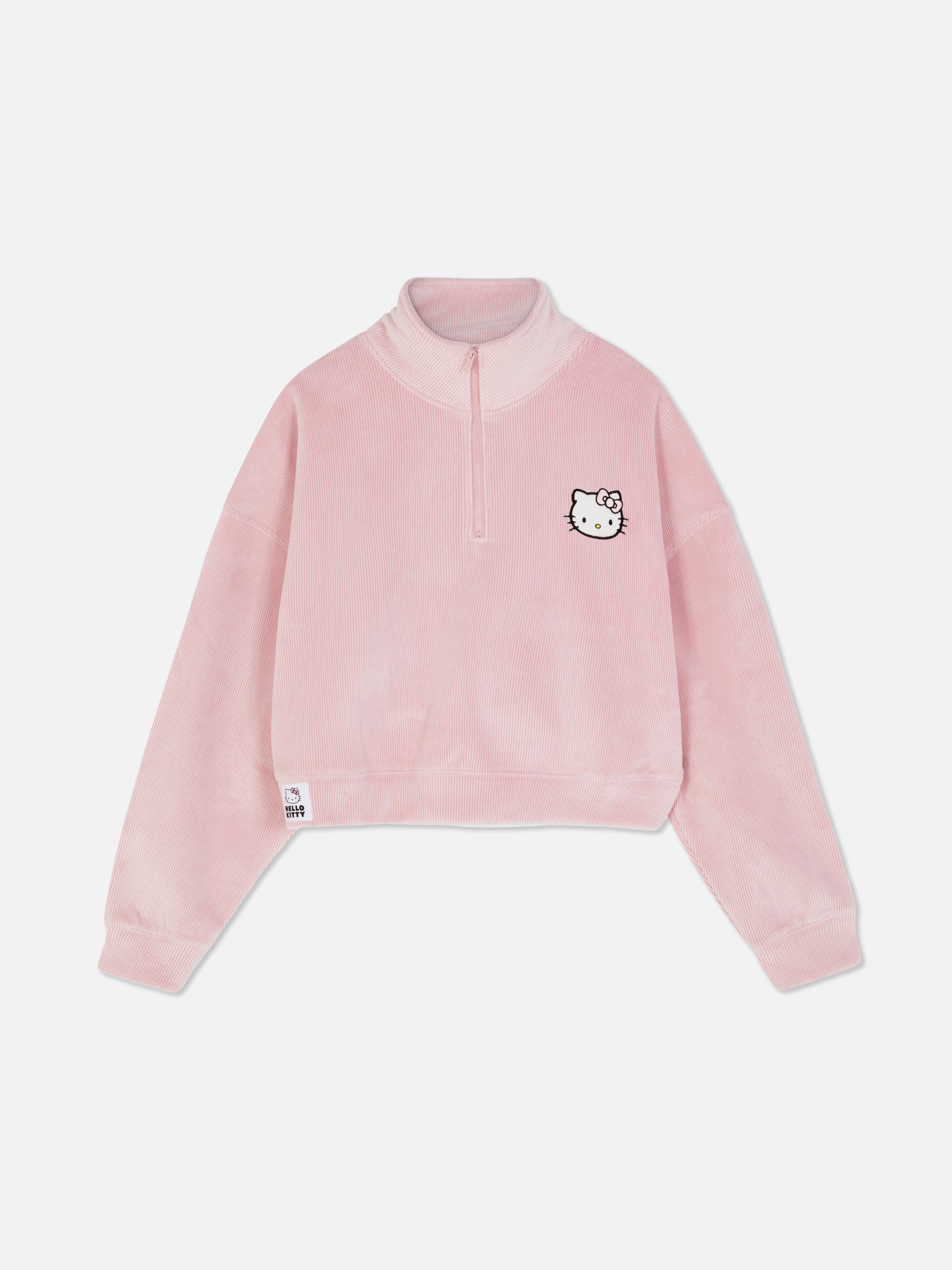 Bluza welurowa Hello Kitty Bluza welurowa Hello Kitty z zamkiem błyskawicznym o długości 1/4 i długimi rękawami