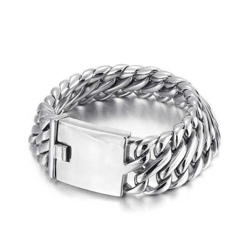 26mm Wide Polished Cuban Link Chain Bracelet – Men's 316L Stainless Steel Wrist Jewelry