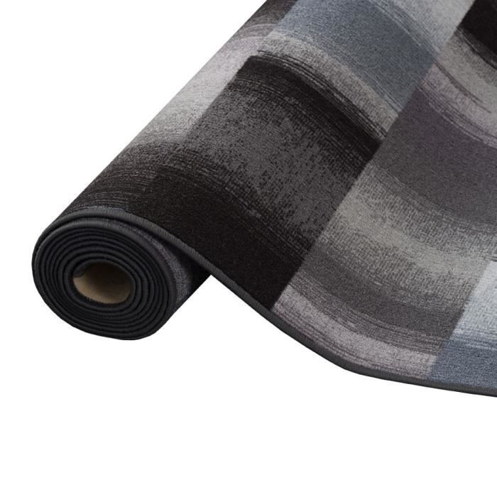 Alfombra larga para pasillo - SNAPSTYLE - Mystic - Terciopelo resistente - Cuadros azul grisáceos - 100x200 cm
