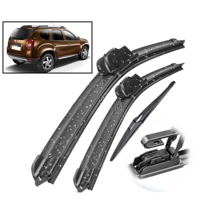 Juego de 3 limpiaparabrisas delanteros y traseros para Dacia Renault Duster MK1 2009 2010 2011 2012 2013
