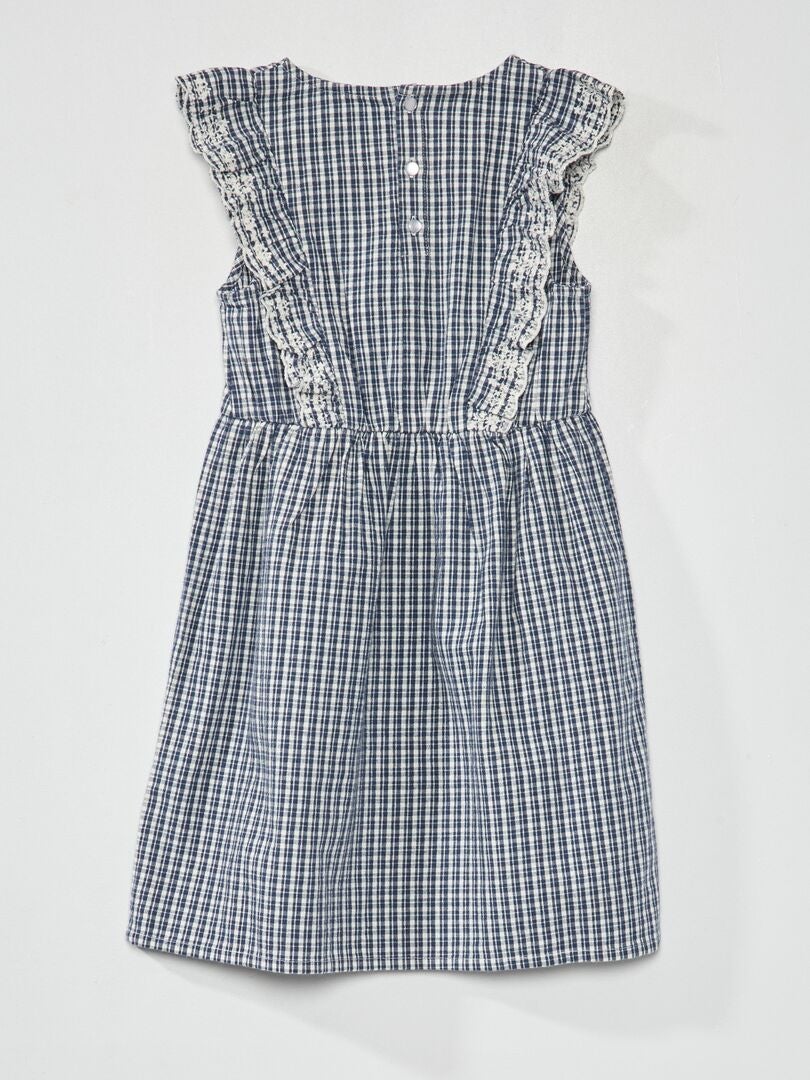 Vestido con falda amplia y volantes - AZUL
