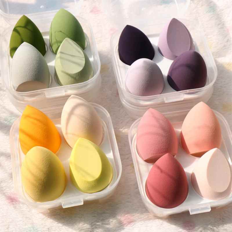 4pcs Sponge For Makeup Beauty Blender With Box Foundation Powder Blush Make Up Tool Kit Beauty Egg Makeup Sponge Cosmetic Puff