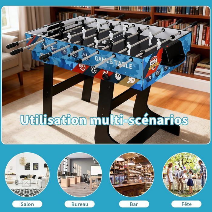 Tavolo multi-gioco 5 in 1 - tavolo multi-gioco pieghevole per bambini - calcio balilla/ping-pong/biliardo/air hockey/basket