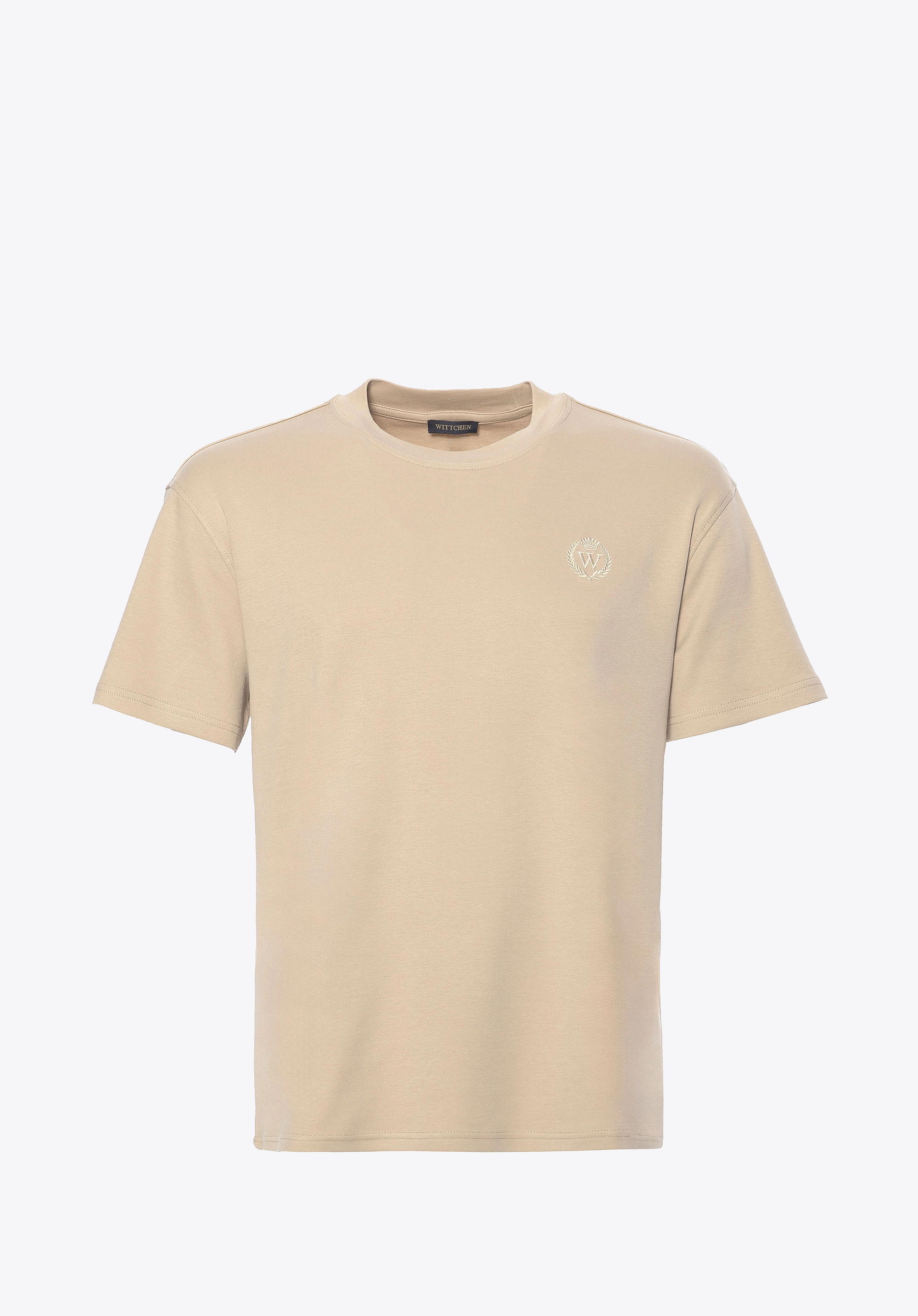 T-shirt męski z bawełny beżowy