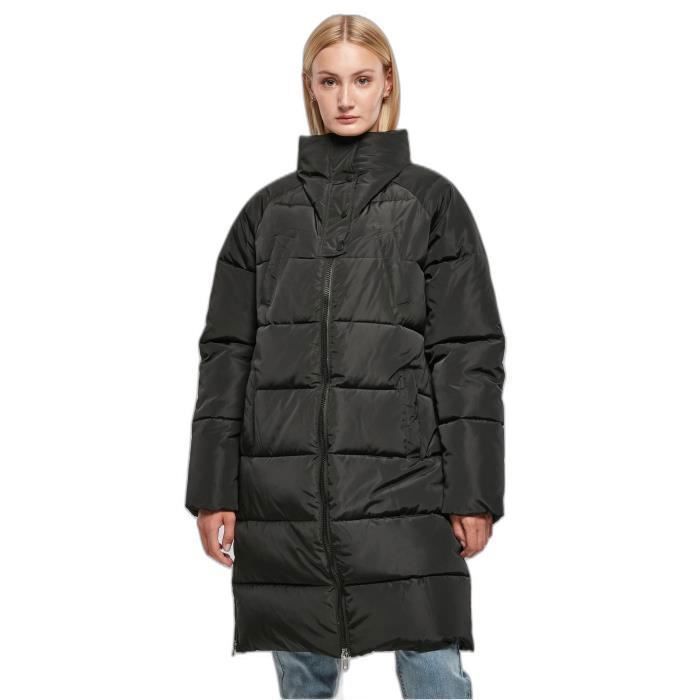 Chaqueta acolchada para mujer - URBAN CLASSICS - Negra - Cuello alto - Cómoda - 100% poliéster