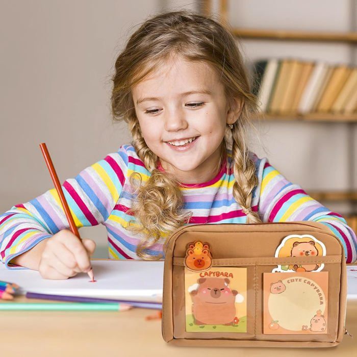 Capybara Pencil Case, Capybara Stationery Set with 12 Compartments, Kawaii Capybara Pencil Case, School Pencil Case for Girls and Boys