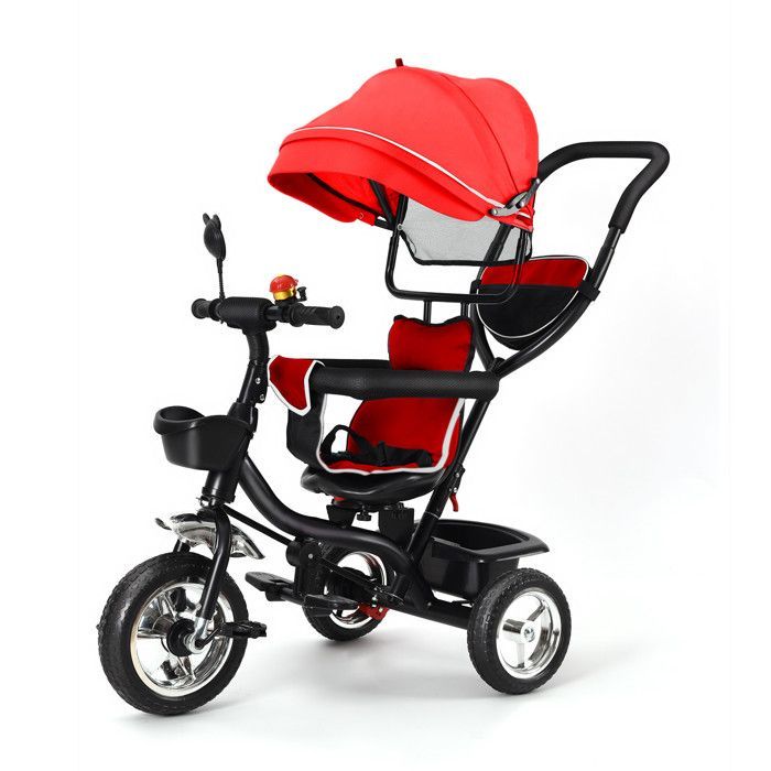 Convertible tricycle for children aged 1 to 5 years - unisex - 4 positions - Red