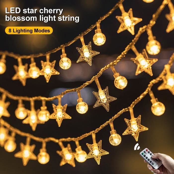Guirnalda de luces para exteriores - MIOLOE - 10 m, 100 LED - PVC - LED - Blanco cálido - Funciona con pilas - Navidad