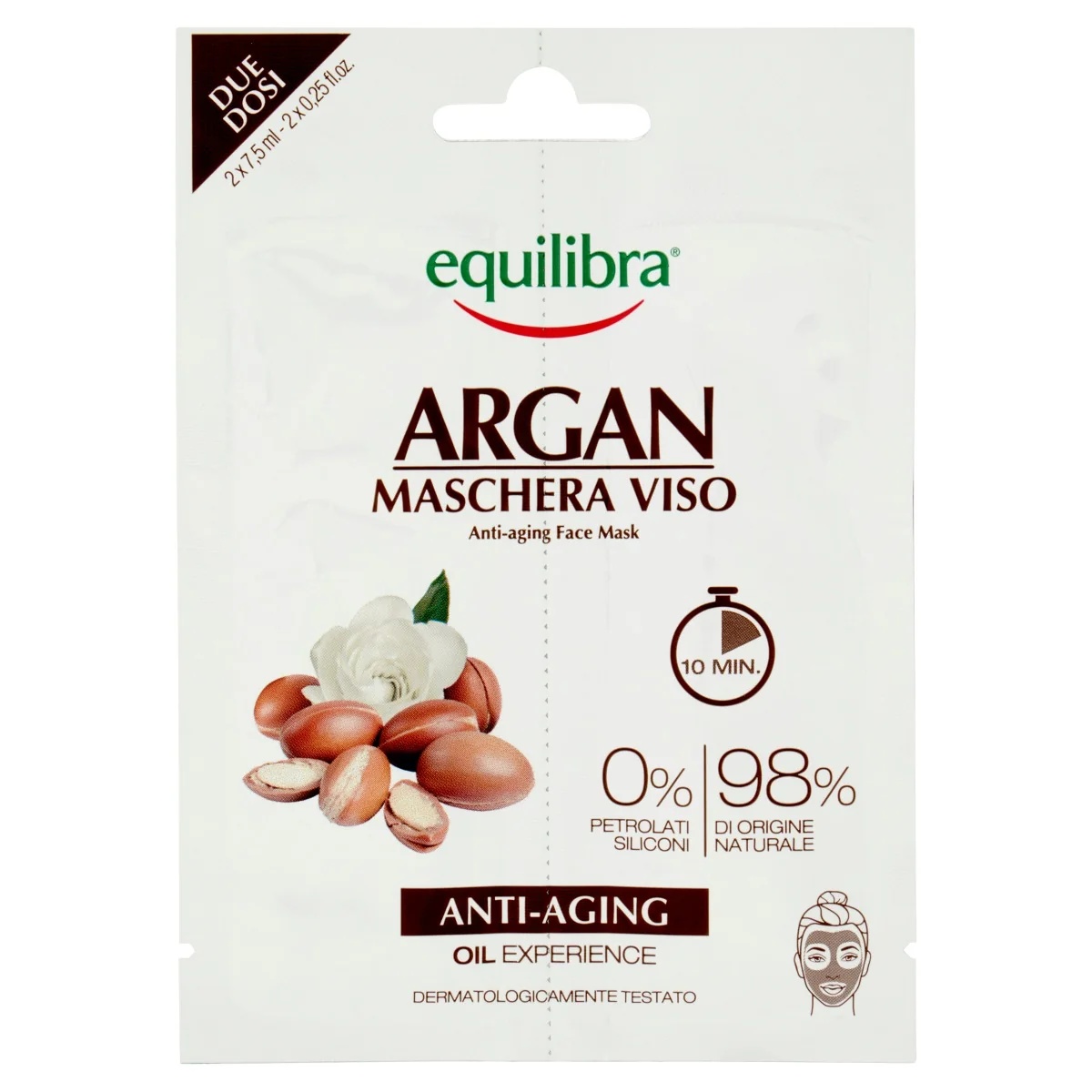 EQUILIBRA Equilibra argaania vananemisvastane näomask 2x7,5 ml Naha heaolu