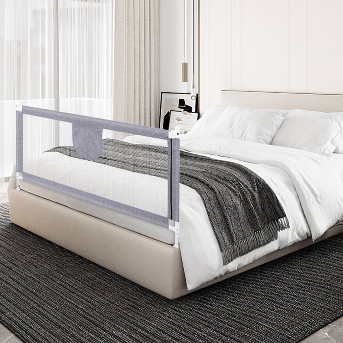 Barandilla de seguridad para cuna - MIPAN - Barrera de seguridad para cama infantil - Altura ajustable - 195 cm - Gris