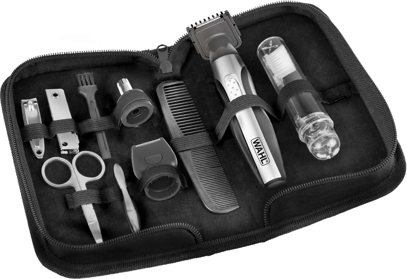 Kit de viagem Wahl Deluxe para aparar barba e corpo, ideal para levar consigo para qualquer lugar.