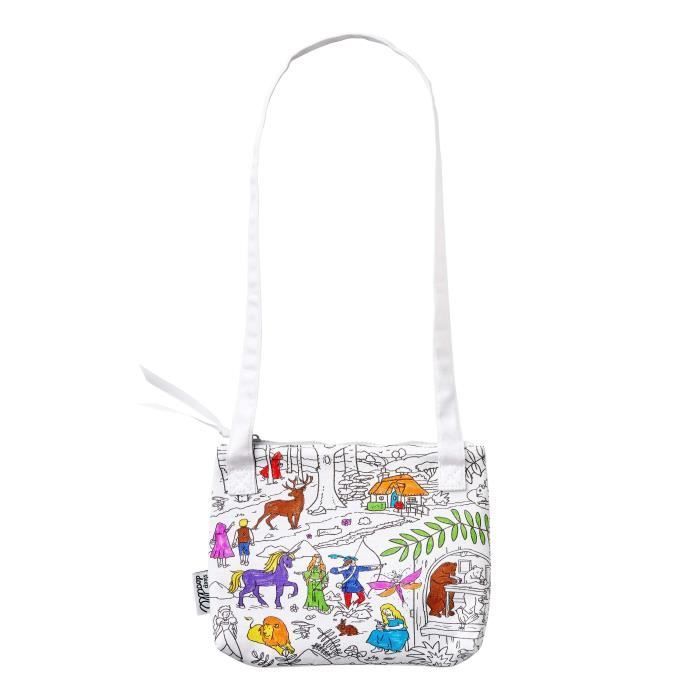 Sac à bandoulière - Contes et légendes Eat Sleep Doodle - Blanc/multicolore - 22x18 cm - Enfant