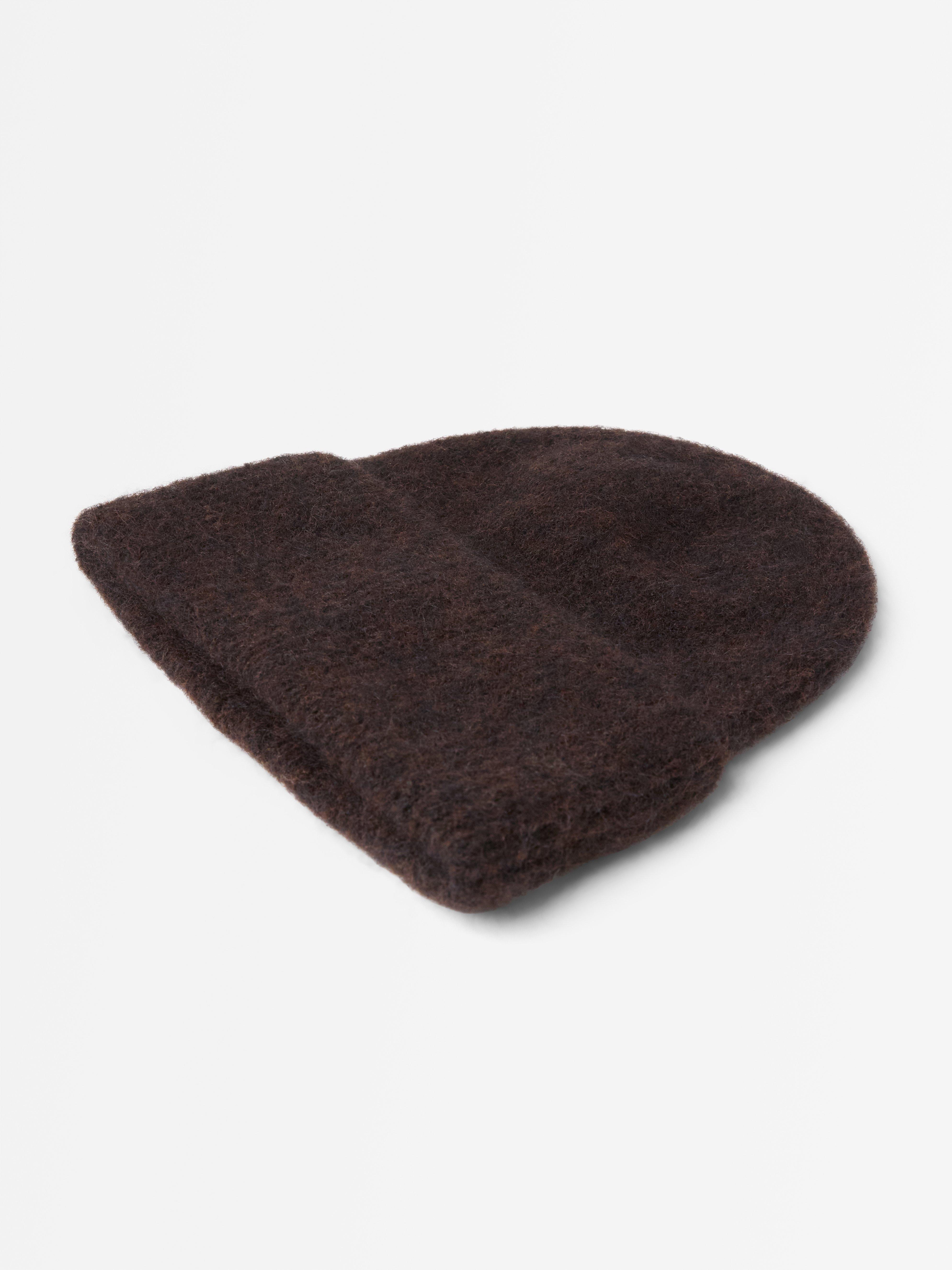 Bonnet tricoté marron chiné