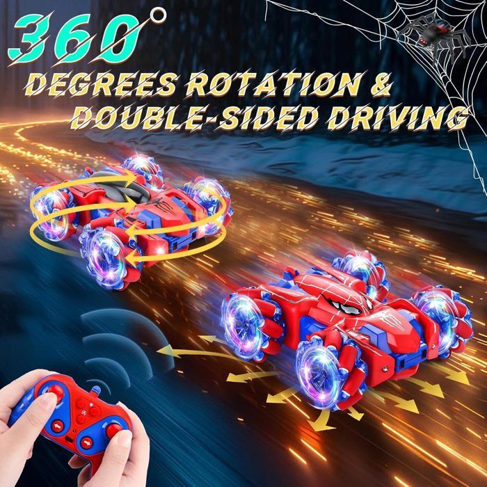 Voiture télécommandée - Spider Cascade - Rotation 360° - 4WD tout-terrain - Rechargeable USB 40 min