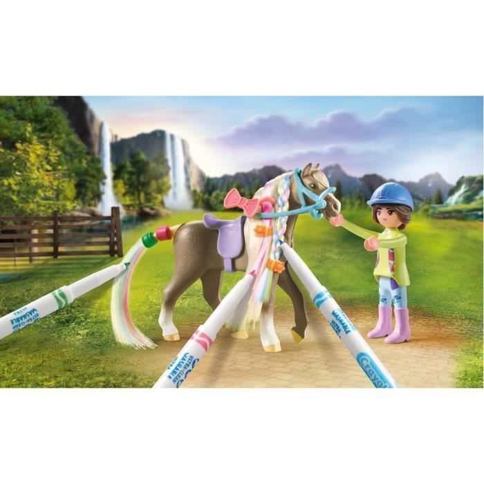 PLAYMOBIL 71640 Cavalière avec crinière de cheval à colorier, Horses of Waterfall, 19 pièces Dès 5 ans