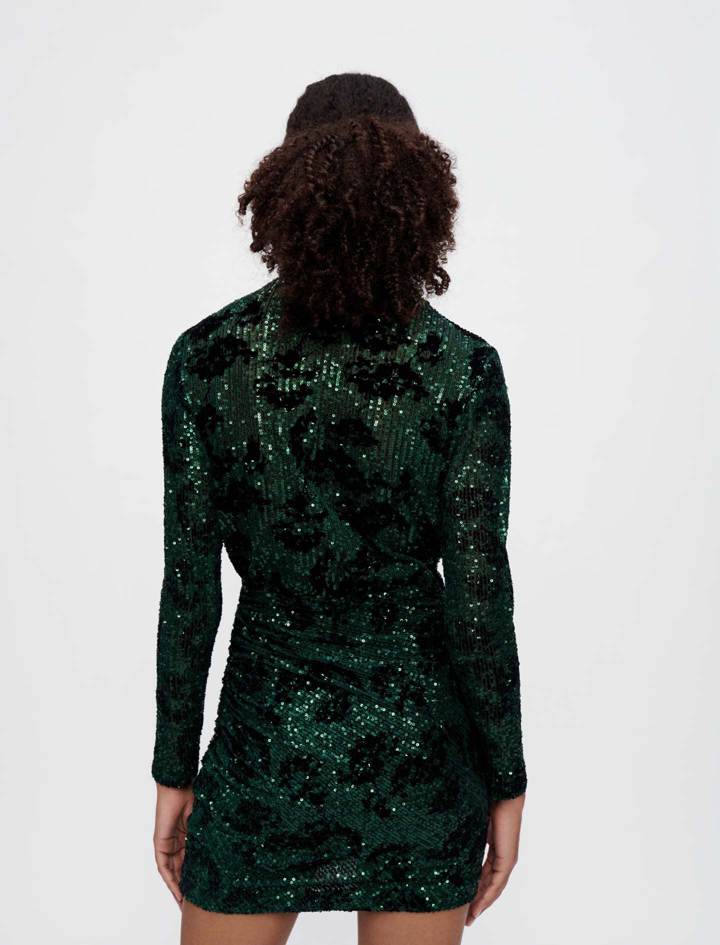 Rochie brodată cu paiete - Verde