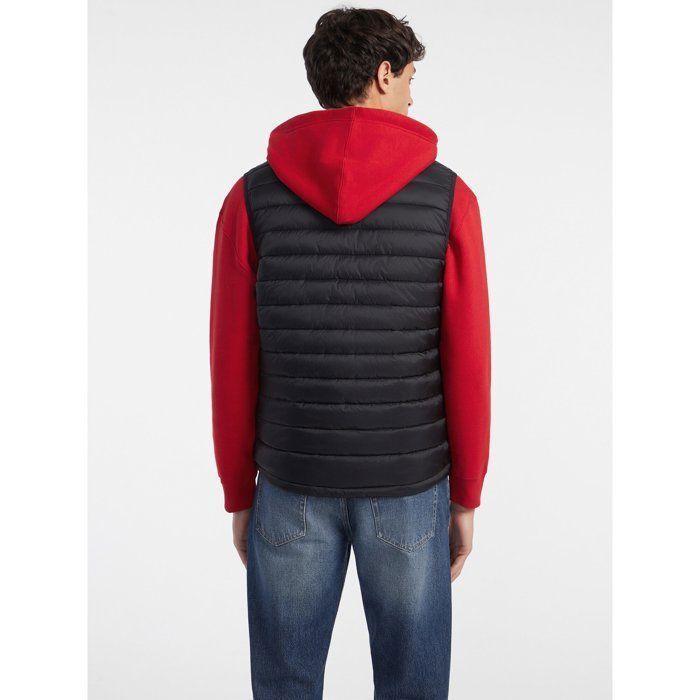 Guess Men's Mini Triangle Sleeveless Puffer Jacket, Black Polyester