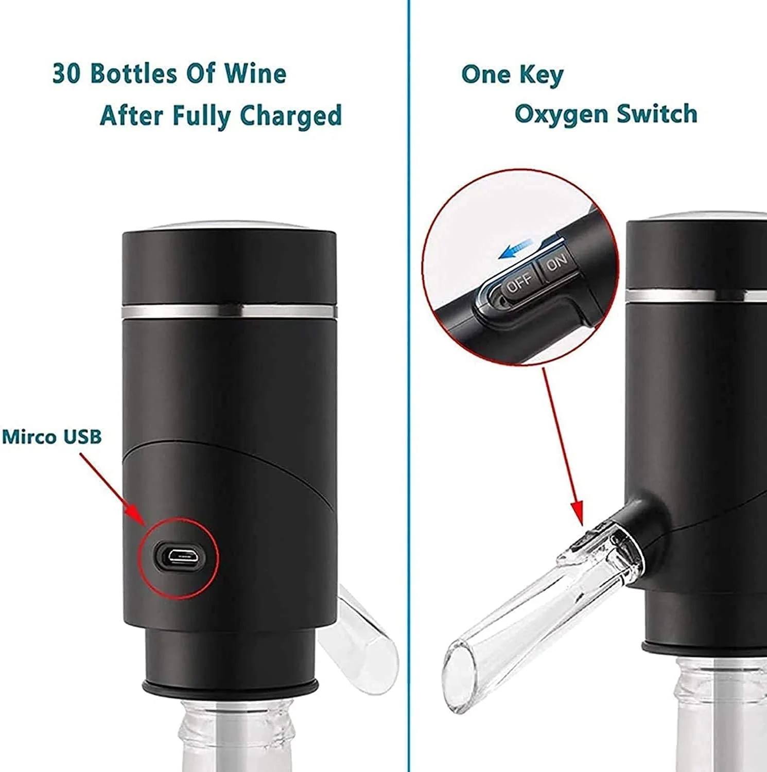 Versatori automatici di vino, aeratori e dispenser di vino, aeratori e versatori elettrici per vino rosso e bianco con ricarica USB