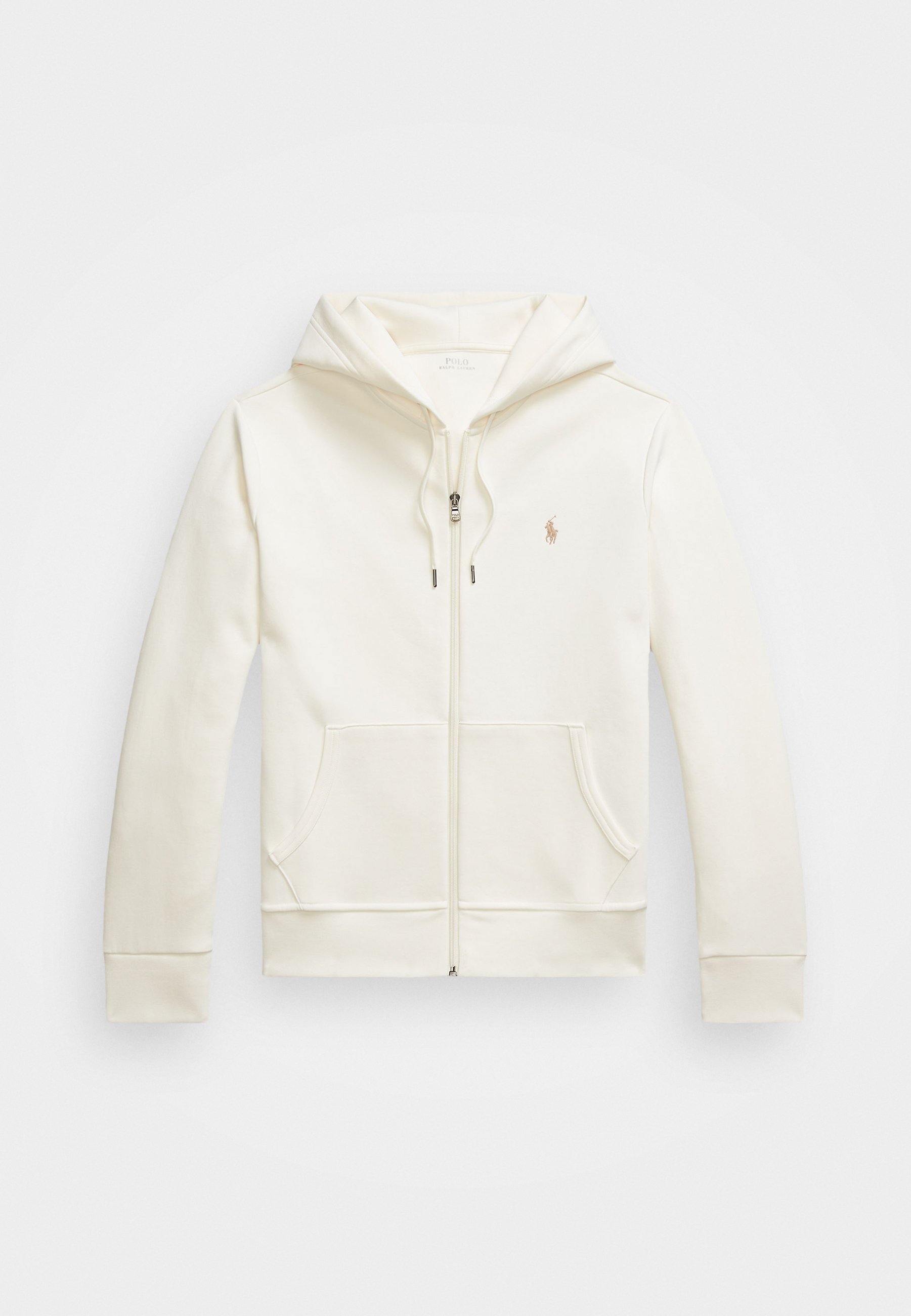 Polo Ralph Lauren Kapuzenpullover mit durchgehendem Reißverschluss – hellcremefarben