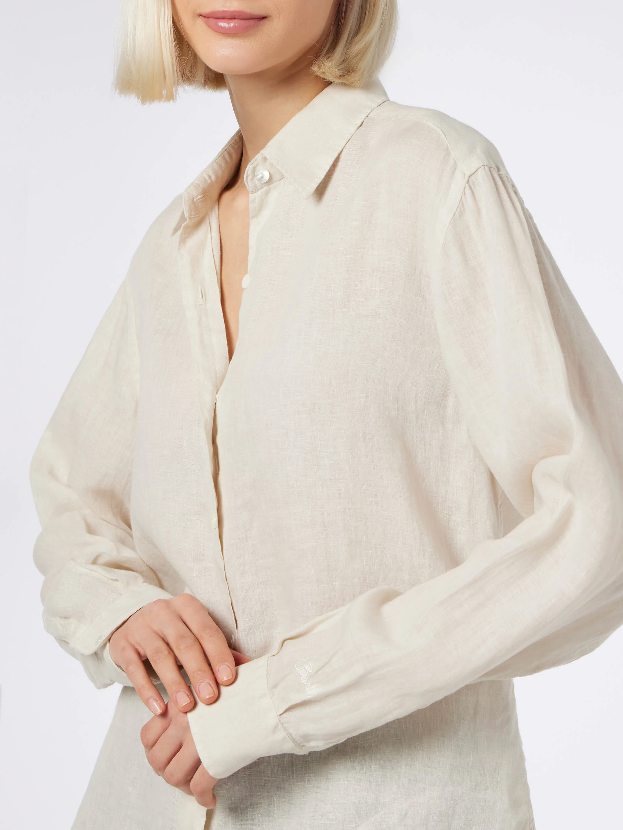 Meredith Off-White Linnen Damesoverhemd