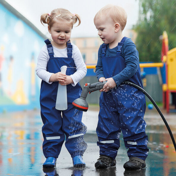 Blue rain trousers